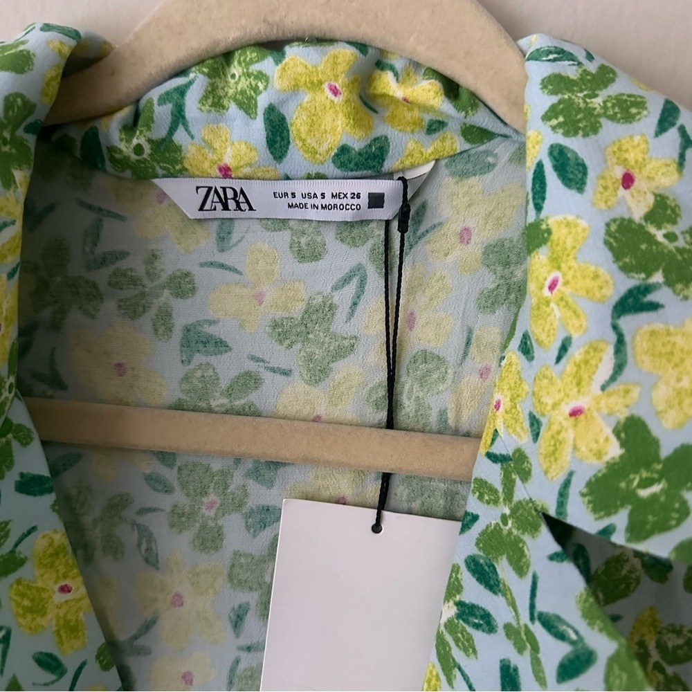 Zara Floral Button Collar Dress Skort Mini Spring Summer Small NWT - Picture 5 of 13